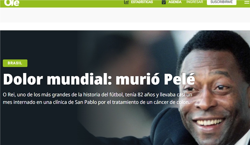 Imprensa internacional reverência Pelé