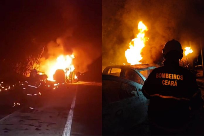 O Corpo de Bombeiros também esteve no local: Foto: Corpo de Bombeiros.