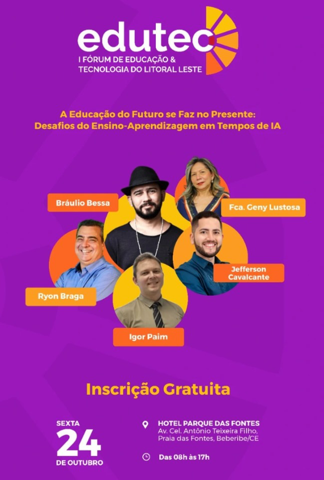 Legenda: Com palestra do poeta e educador Bráulio Bessa, o evento reunirá aproximadamente 800 educadores em Beberibe para construir a "Carta de Beberibe"- Foto: Divulgação.