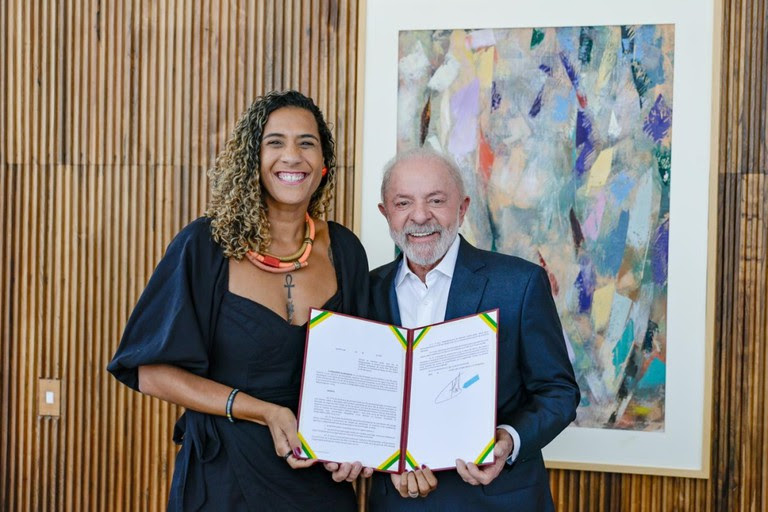 Anielle Franco ao lado do presidente Lula - Foto: Ricardo Stuckert / PR