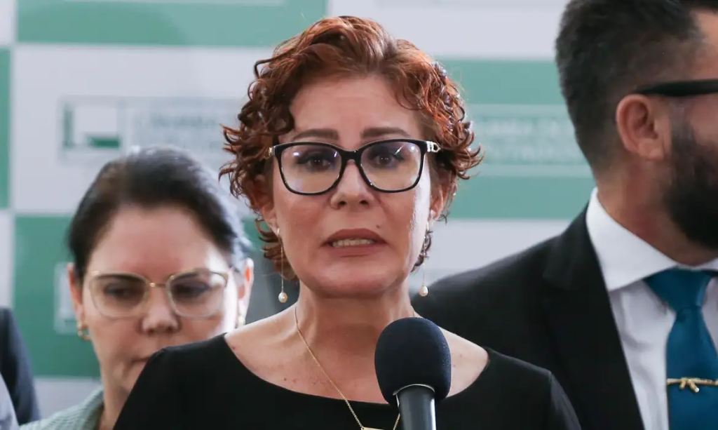 Carla Zambelli durante coletiva no salão verde da Câmara dos Deputados - Foto Lula Marques/EBC©