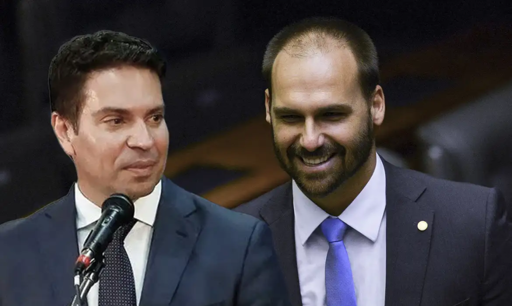 Foto montagem de Alexandre Ramagem com foto de Carolina Antunes/PR e Eduardo Bolsonaro com foto de Marcelo Camargo/Agência Brasil.