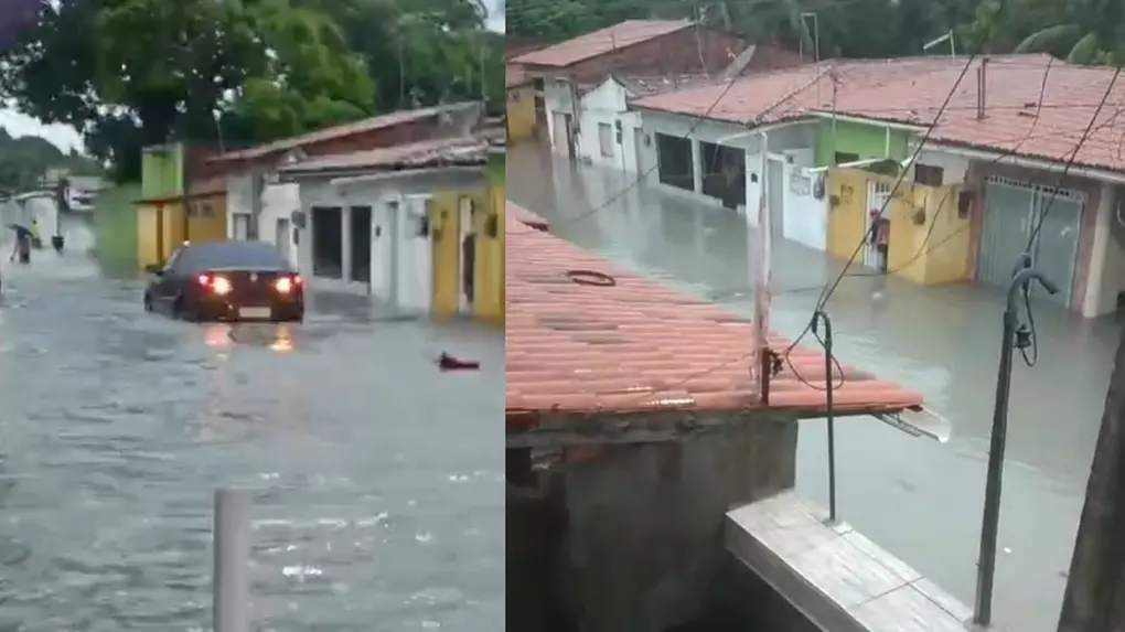 Rua Marechal Castelo Branco foi tomada pela água em 19 de fevereiro de 2025-Foto: Reprodução/SVM/DN